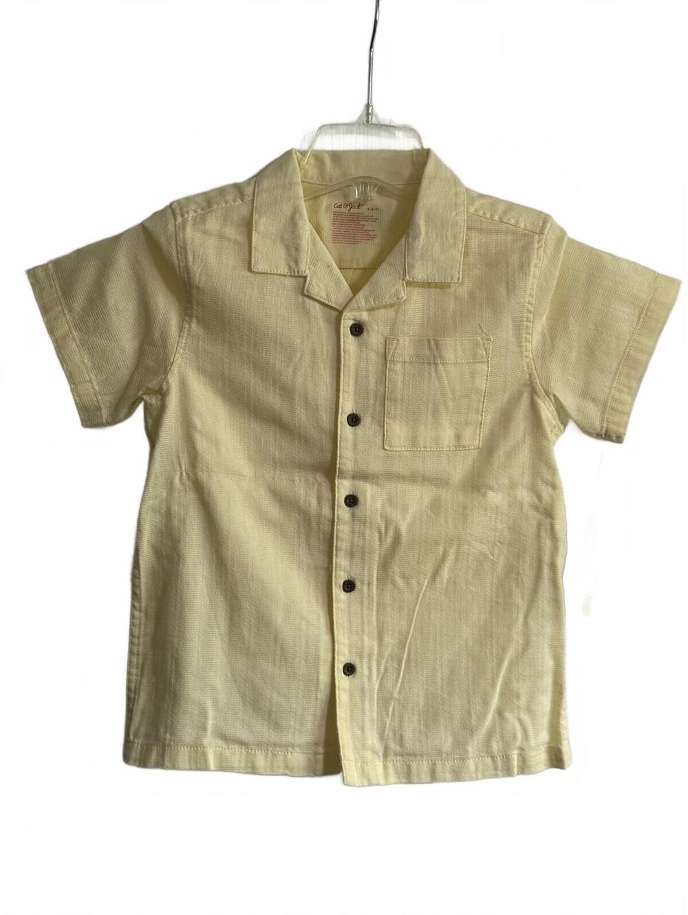 Cat & Jack Light Yellow Short‑Sleeve Button‑Up Shirt – Size Small (6/7), NWT